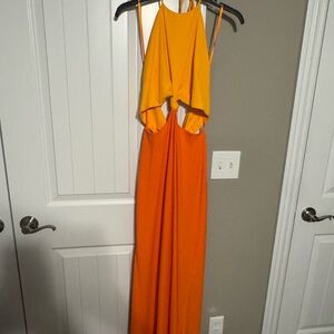 Gianni Bini Backless Yellow and Orange Dress